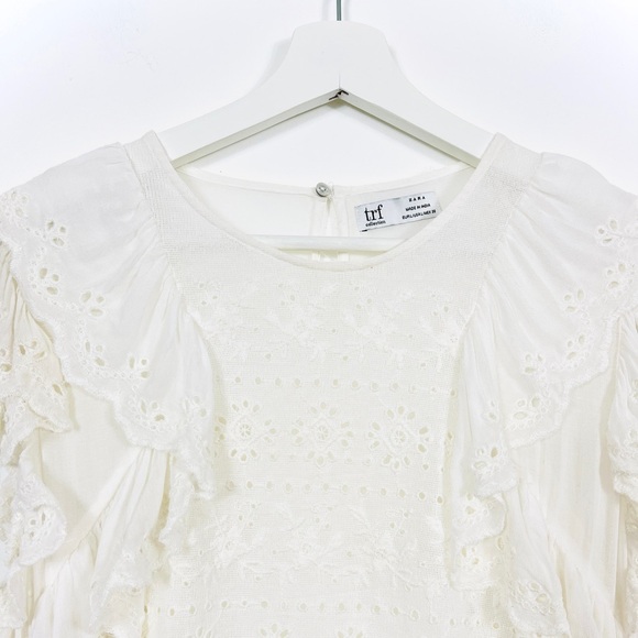 Zara White Semi-Sheer Frilly Top - Picture 3 of 5